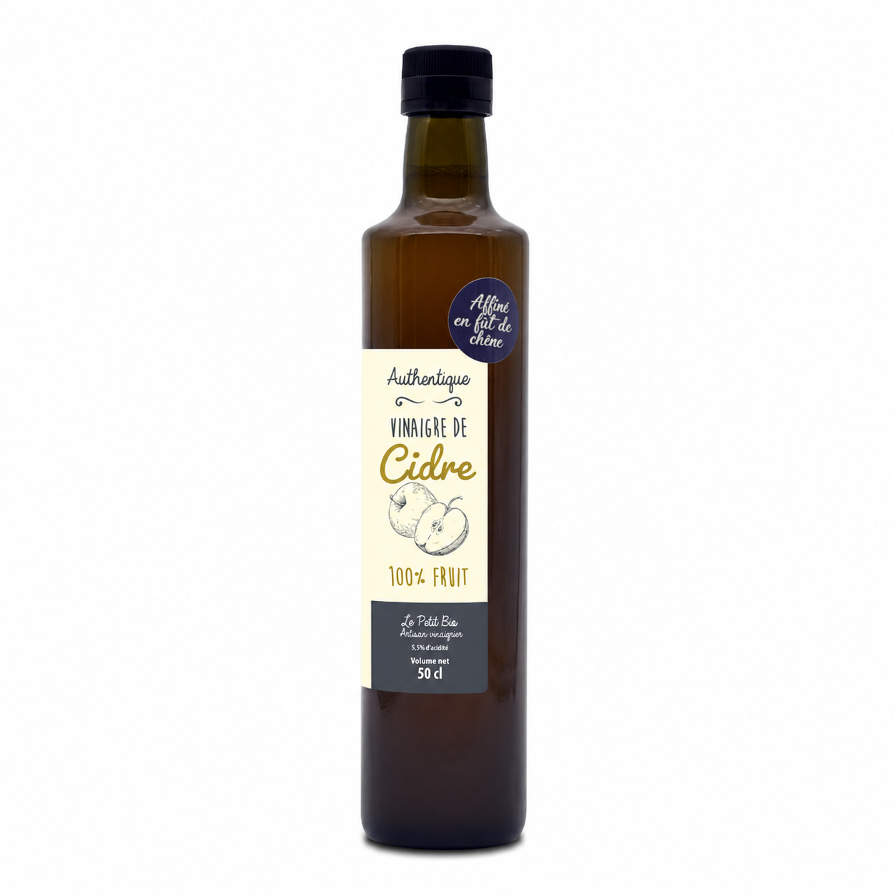 Cidre new typo fond blanc Bouteille de vinaigre de cidre authentique