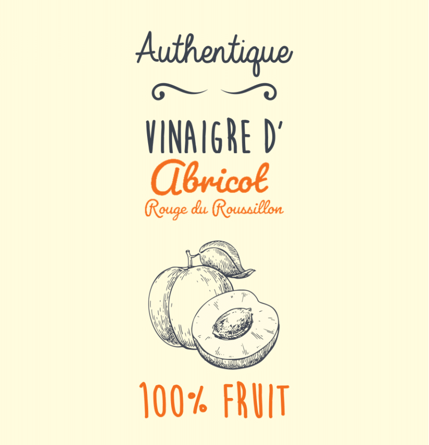 Étiquette de vinaigre d'abricot authentique