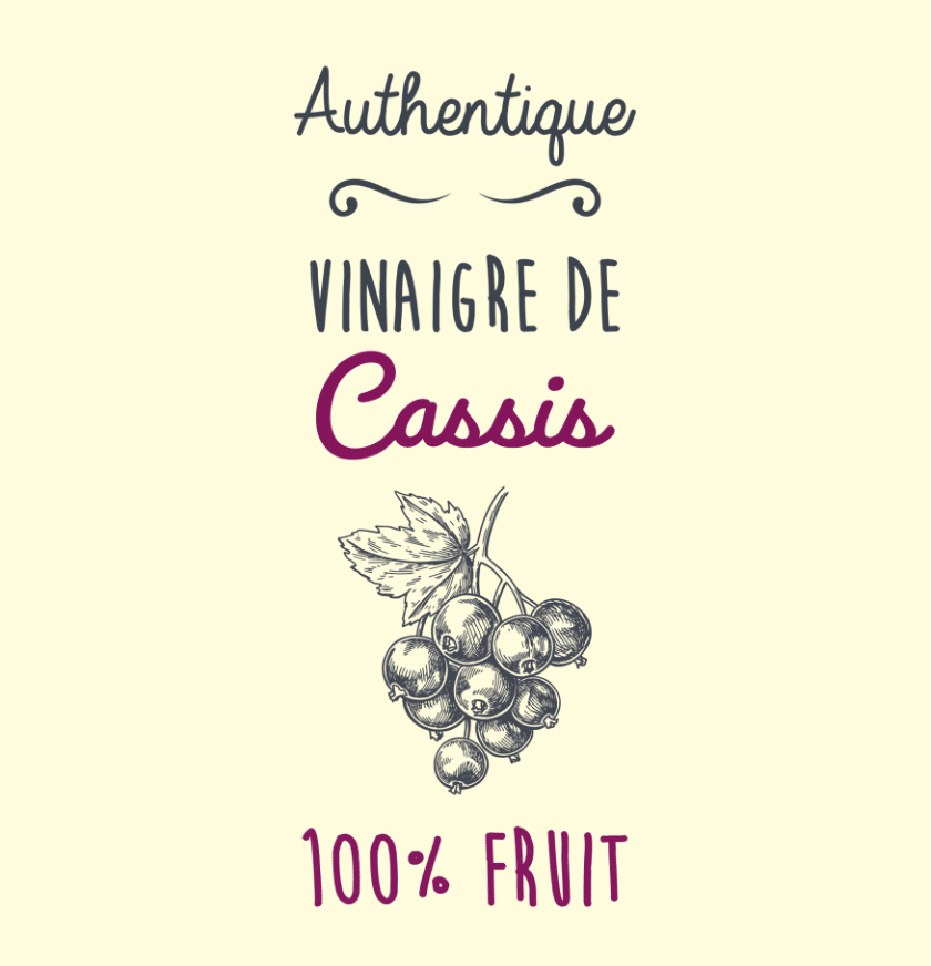 Bouteille de vinaigre de cassis artisanal et bio