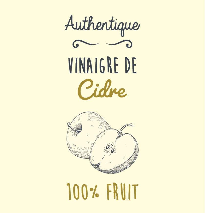 Étiquette de vinaigre de cidre biologique 100% fruit